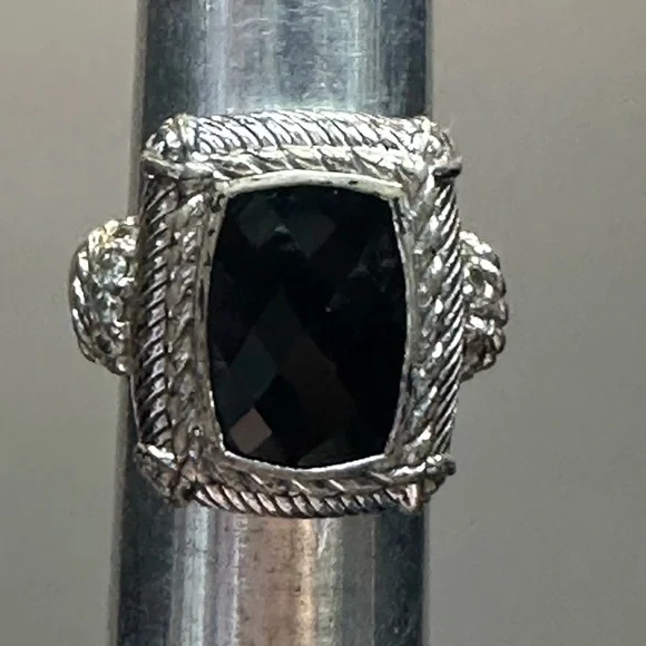 JUDITH RIPKA Sterling Silver Black Onyx & CZ Ring Size 6.5 - Picture 6 of 6